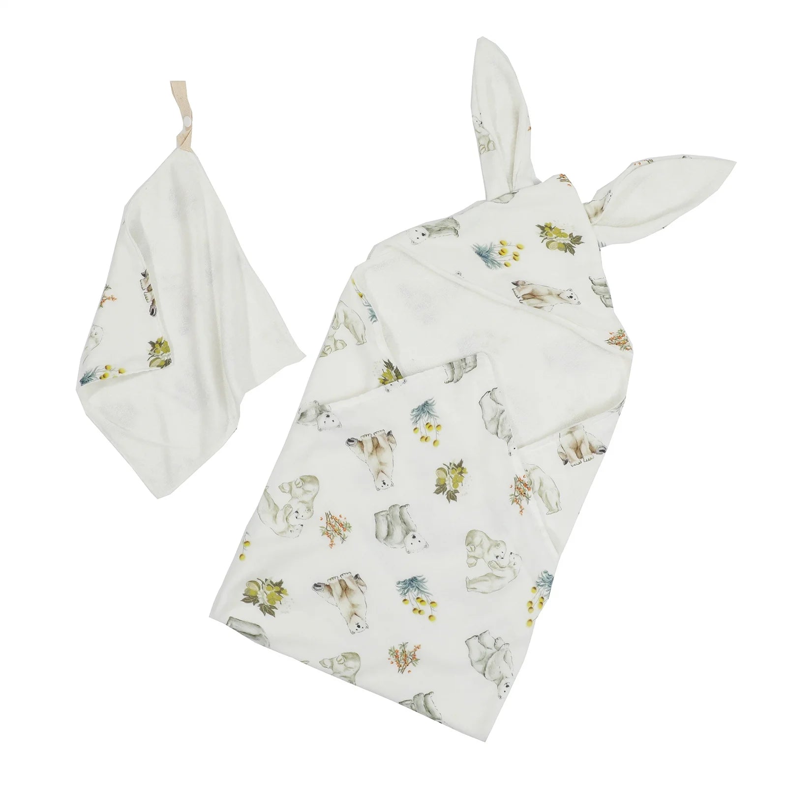 Bath Towel Set with Rabbit Ears for Newborn, Babie, Toddler, Infant - Absorbent Large Baby Towel