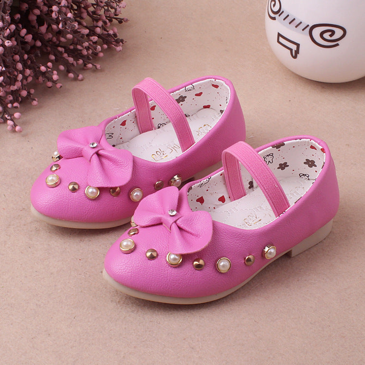 autumn new baby single shoe Korean version of female baby shoes fashion pearl water drill wholesale