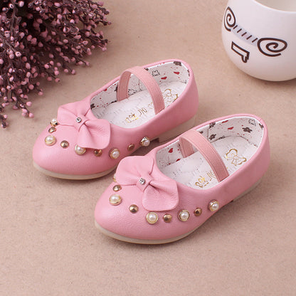 autumn new baby single shoe Korean version of female baby shoes fashion pearl water drill wholesale