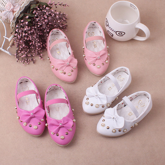 autumn new baby single shoe Korean version of female baby shoes fashion pearl water drill wholesale