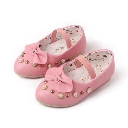 autumn new baby single shoe Korean version of female baby shoes fashion pearl water drill wholesale