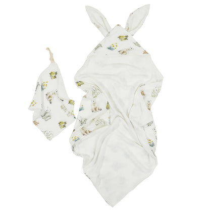 Bath Towel Set with Rabbit Ears for Newborn, Babie, Toddler, Infant - Absorbent Large Baby Towel