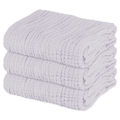 Muslin Baby Bath Towel 3 Pack Soft Cotton Towels for Delicate Skin 40X 40Inch (Grey)