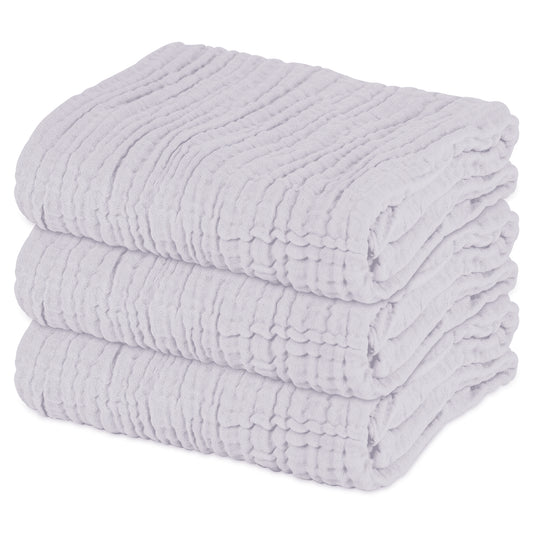 Muslin Baby Bath Towel 3 Pack Soft Cotton Towels for Delicate Skin 40X 40Inch (Grey)