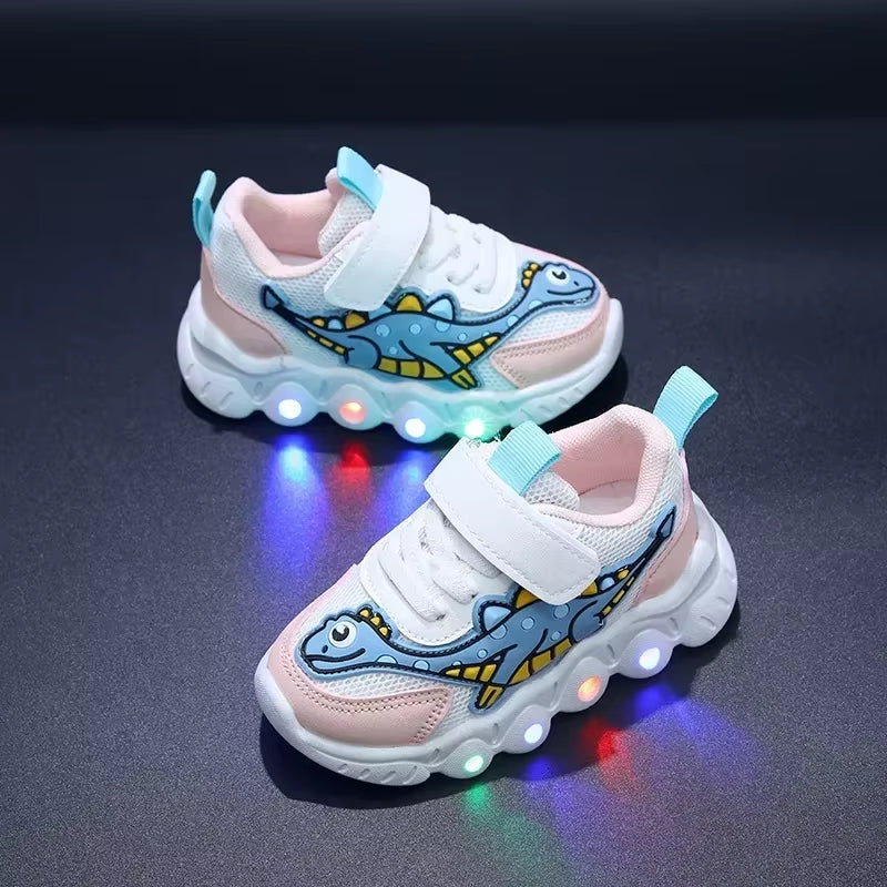 Tennis Shoe LED Children Trainer Cartoon Boy Casual Sneaker for Boy Kid Shoe for Girl Mesh Breathable Shoe Baby Illuminated Shoe