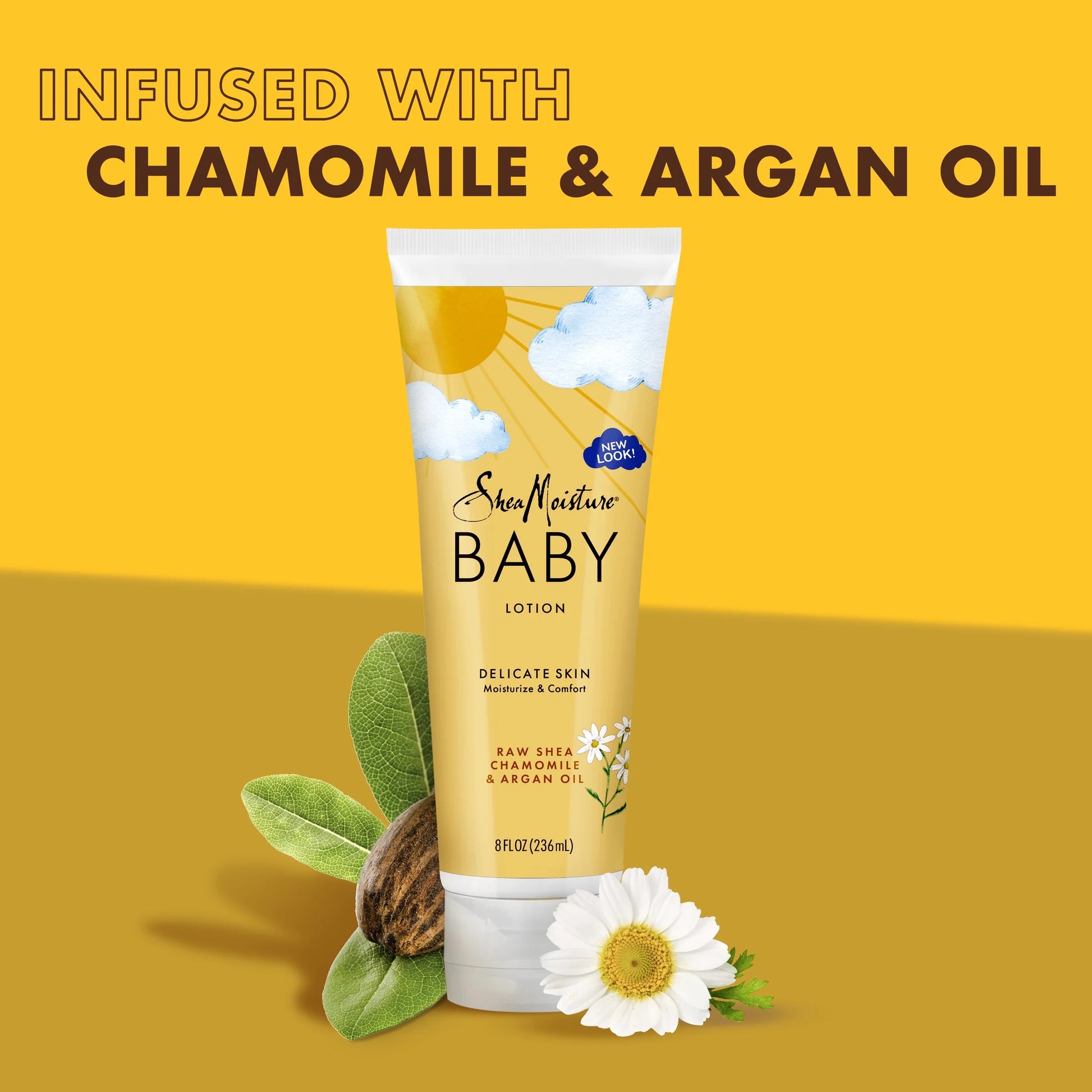 Moisturizing Baby Lotion for Dry Skin Raw Shea Chamomile & Argan Oil, 8 Oz